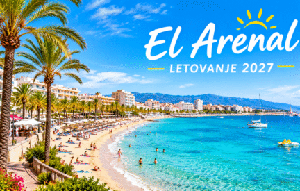 El Arenal letovanje 2027 – peščana plaža Playa de Palma i tirkizno more na Majorci.